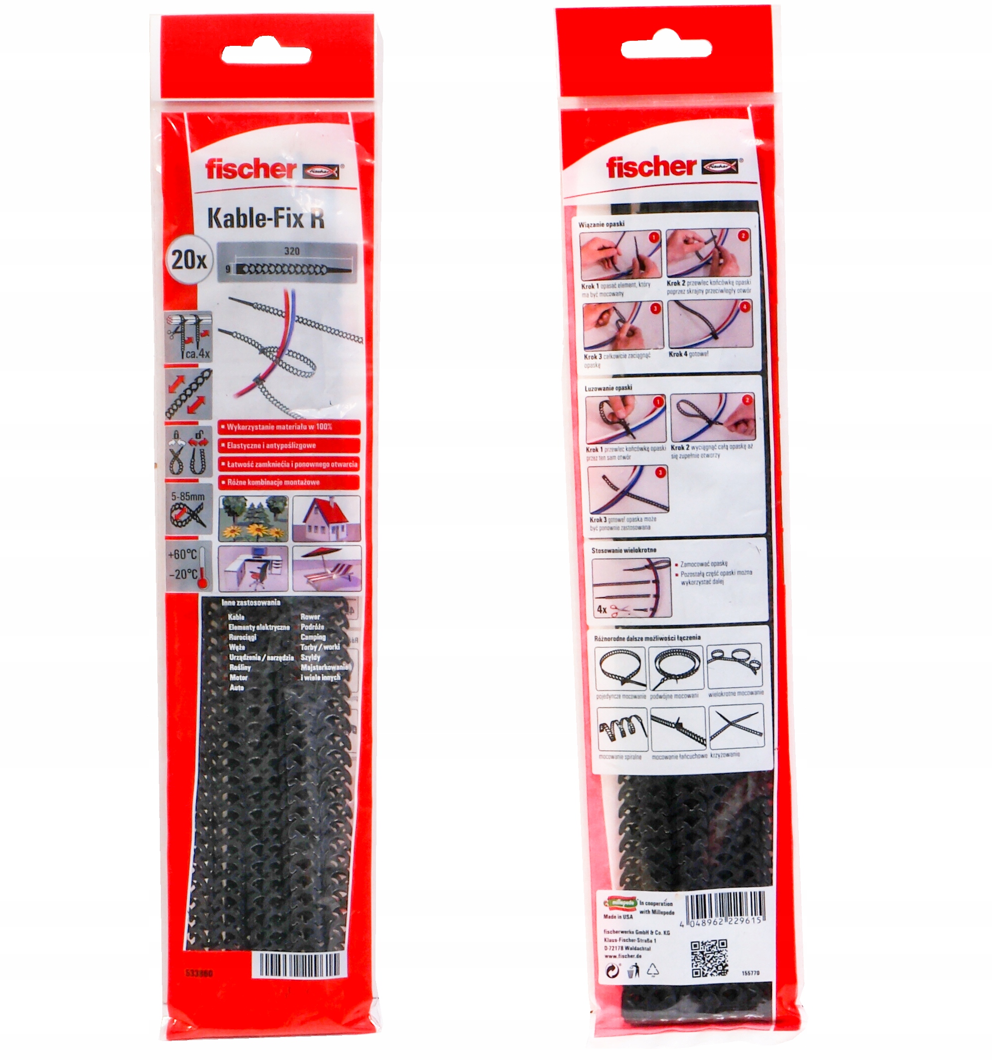 

opaska zaciskowa czarna rozpinana 320 9 20szt