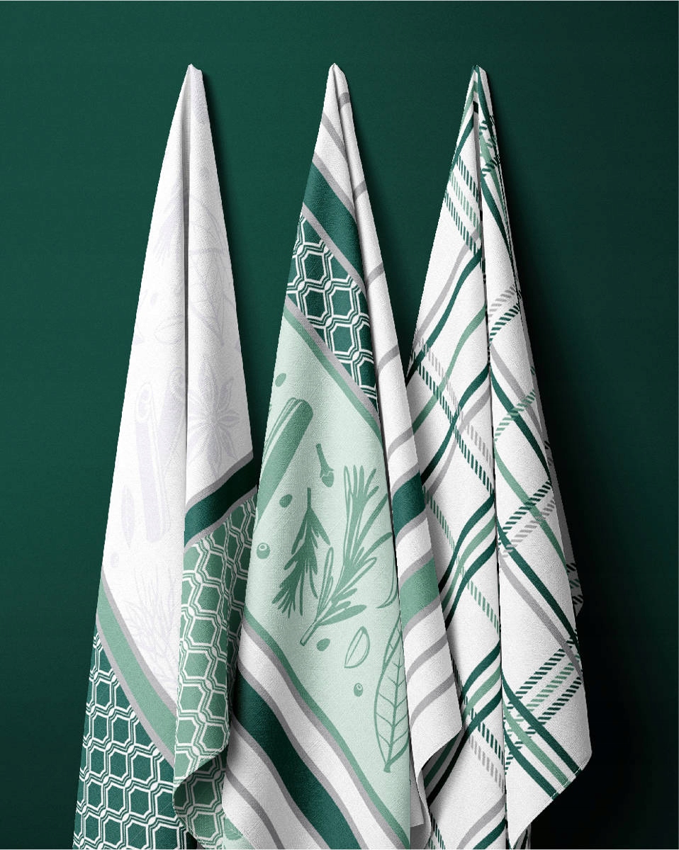 ŚCIERKI KUCHENNE KOMPLET 3 SZTUK BAWEŁNIANE ZIELONY 50X70CM Rodzaj ręcznik (ścierka)