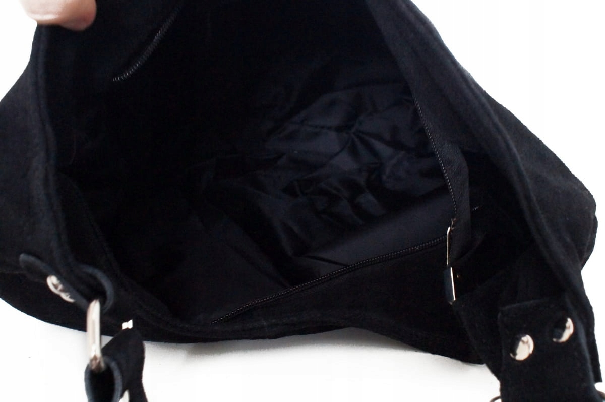 VERA PELLE torebka damska zamszowa worek na ramię C.ZIELONA Model V058