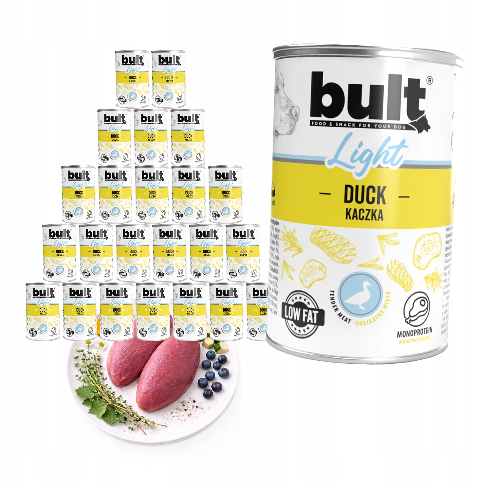 Levně Vlhké Krmivo Pro Psa Bult Light Kachna 24x400g Plechovka Set