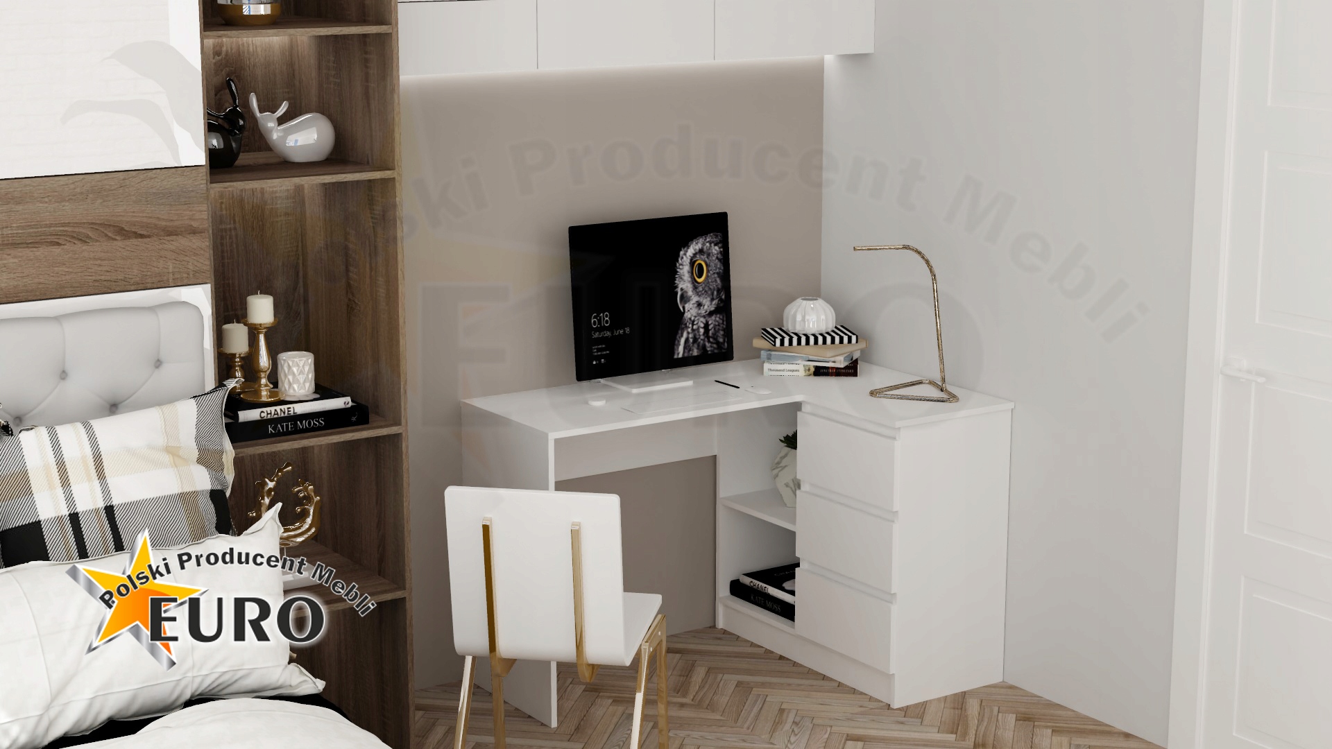 Biurko narożne prawe/lewe ARTUR biały Szerokość mebla 118.4 cm