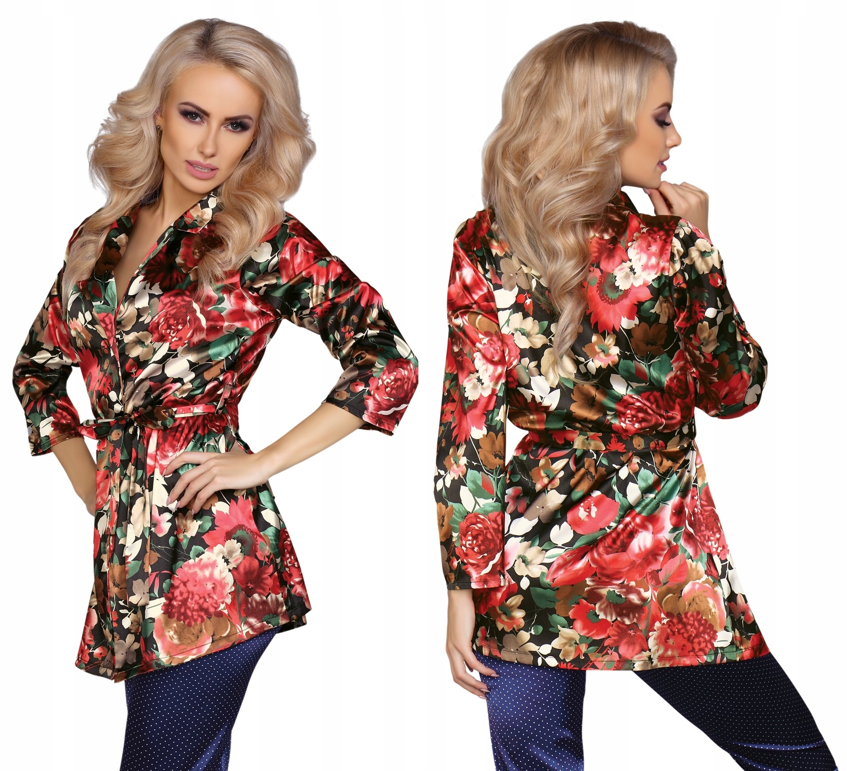 

Kolorowa Delikatna Piżama W Komplecie Spodnie L/XL