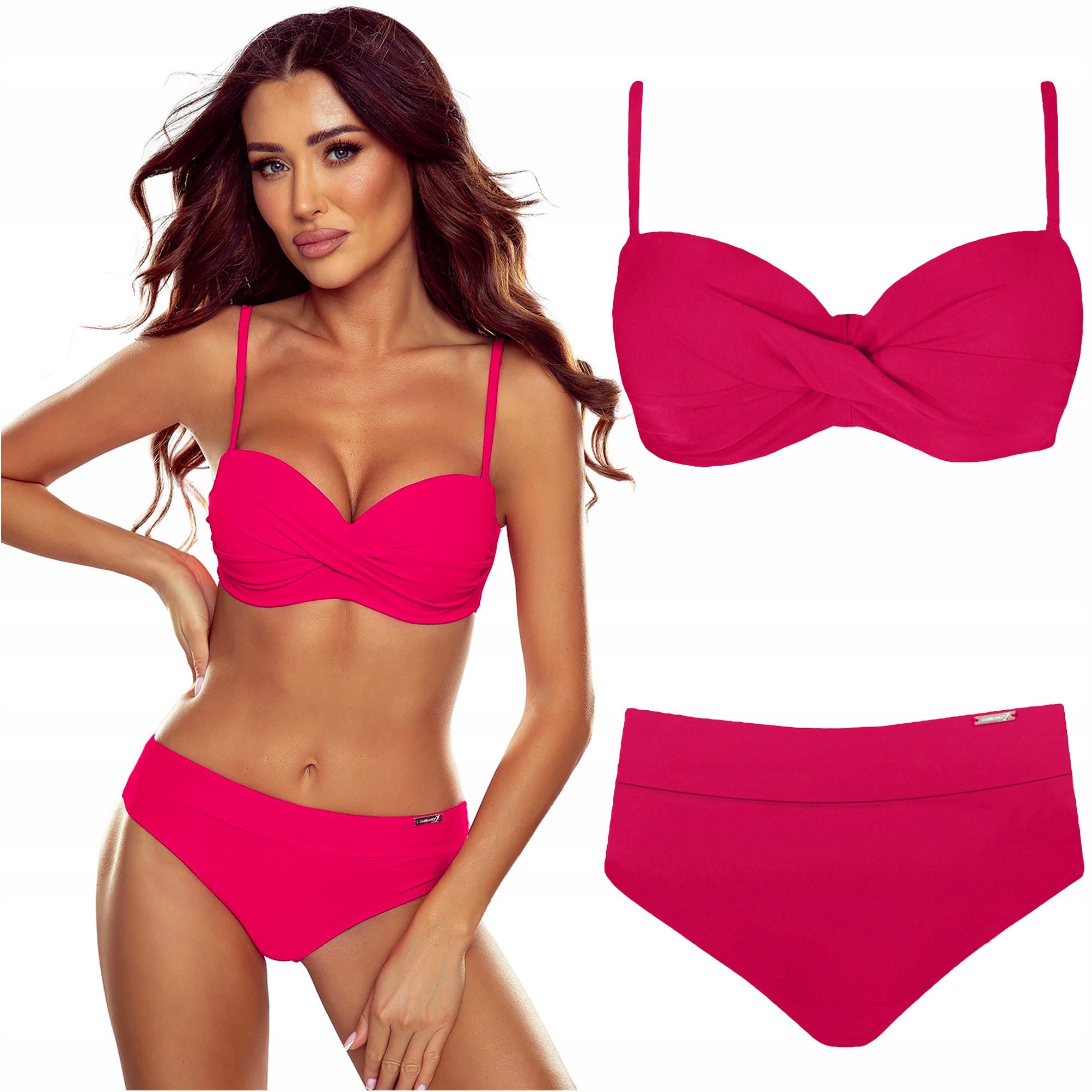 Strój kąpielowy dwuczęściowy push up wysoki stan Gabbiano Evita F 38B 75B