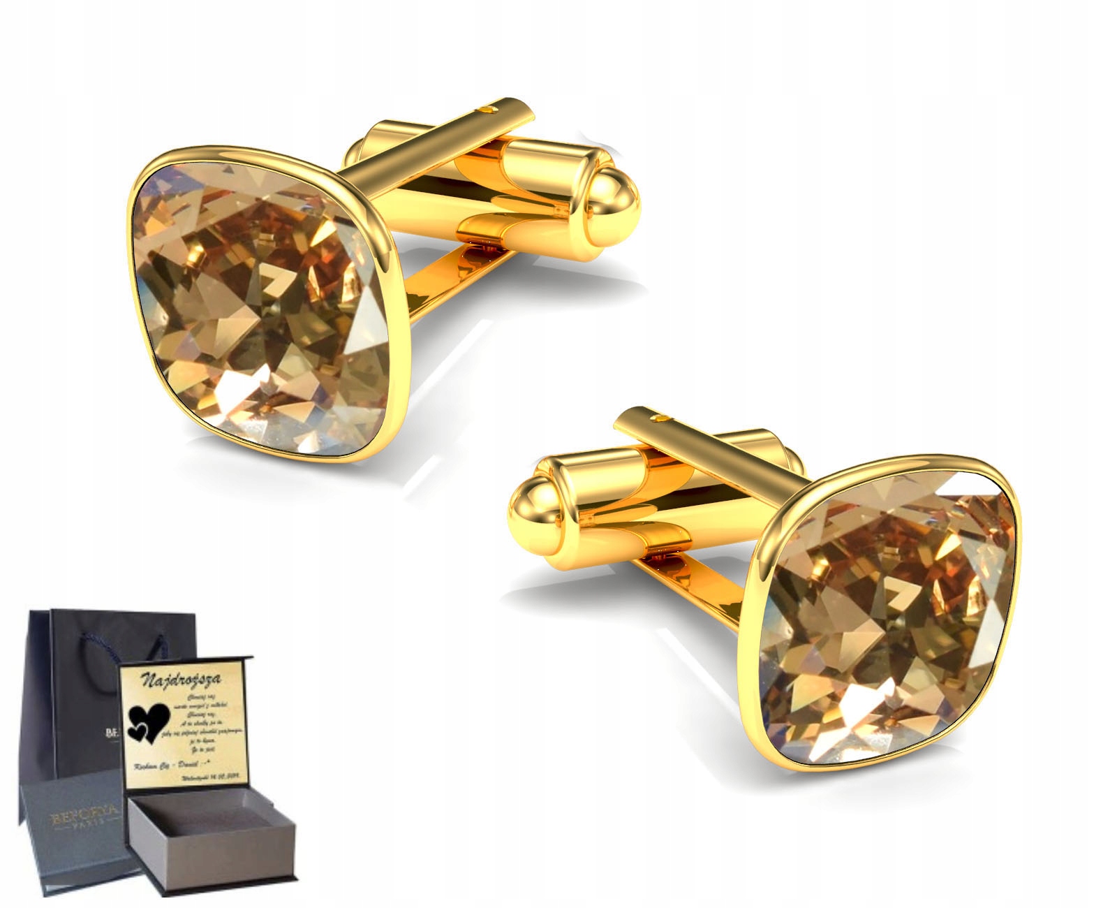 

Złote Spinki do mankietów Swarovski Srebro 925