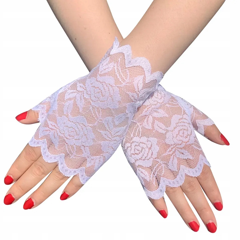 RĘKAWICZKI mitenki koronkowe kolor białe