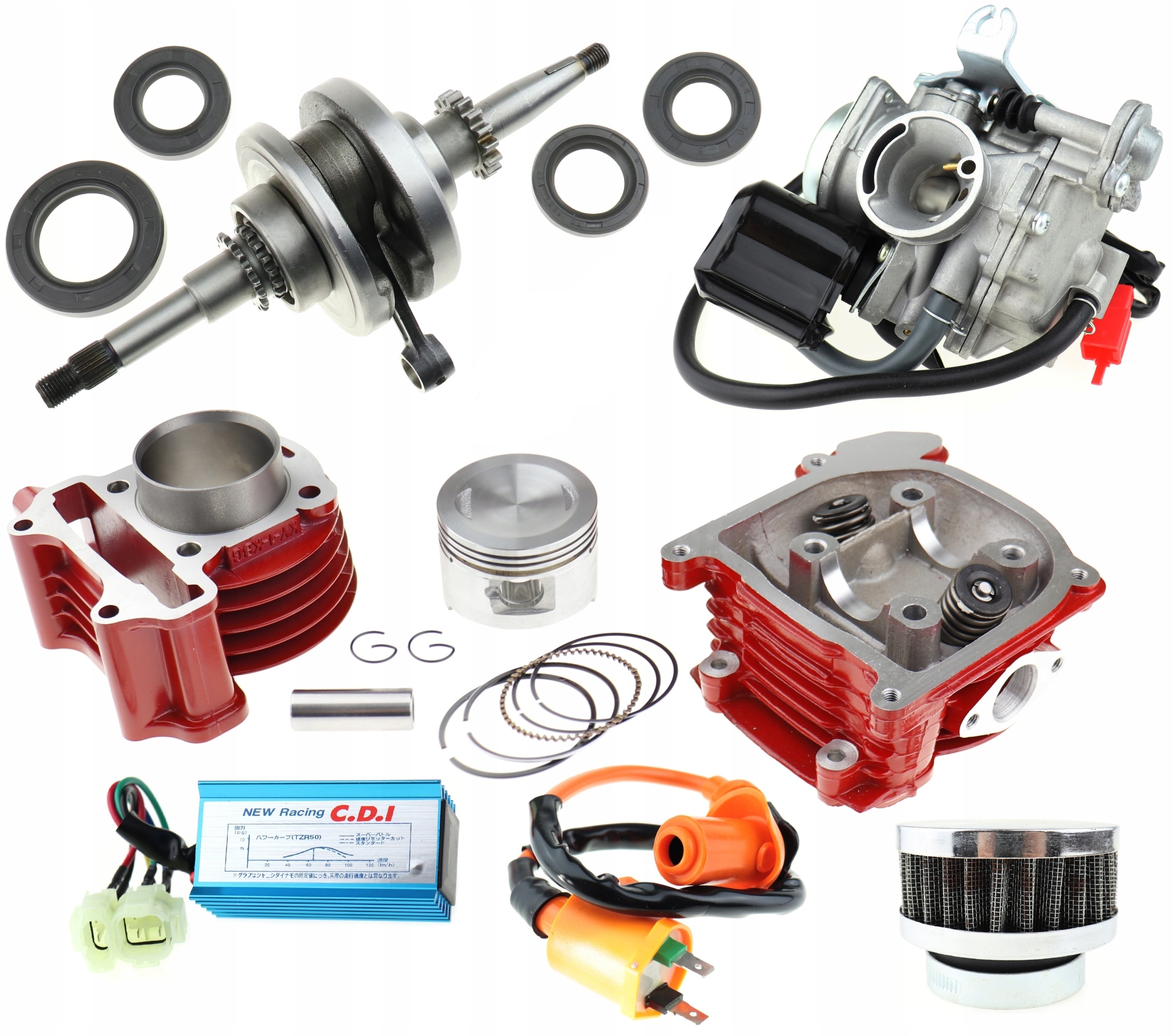 SKUTER 4T CYLINDER 80 c MODUŁ WAŁ GŁOWICA GAŹNIK