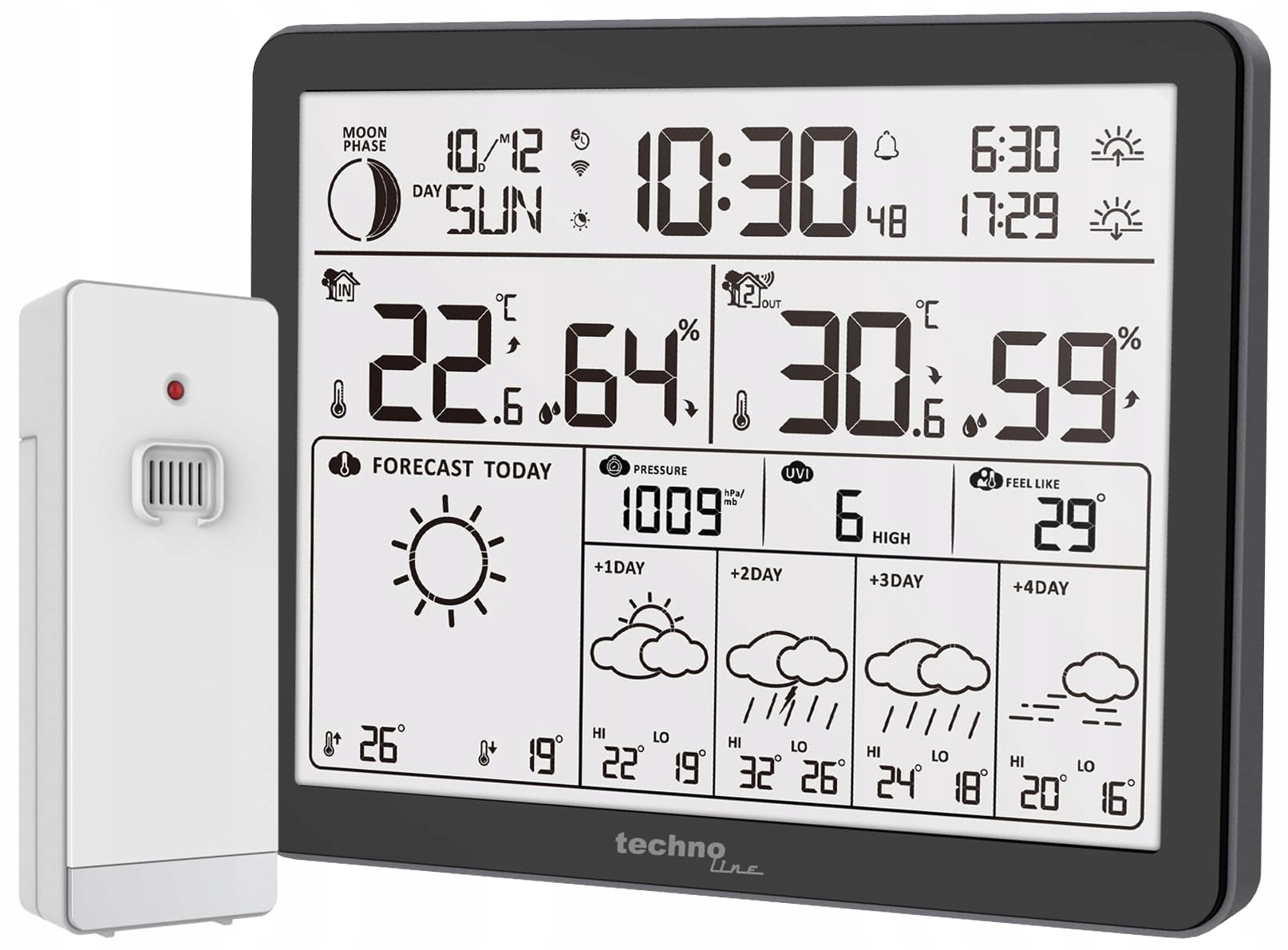 WiFi meteorologická stanica, vstavané rádio, externý senzor Technoline WD3000