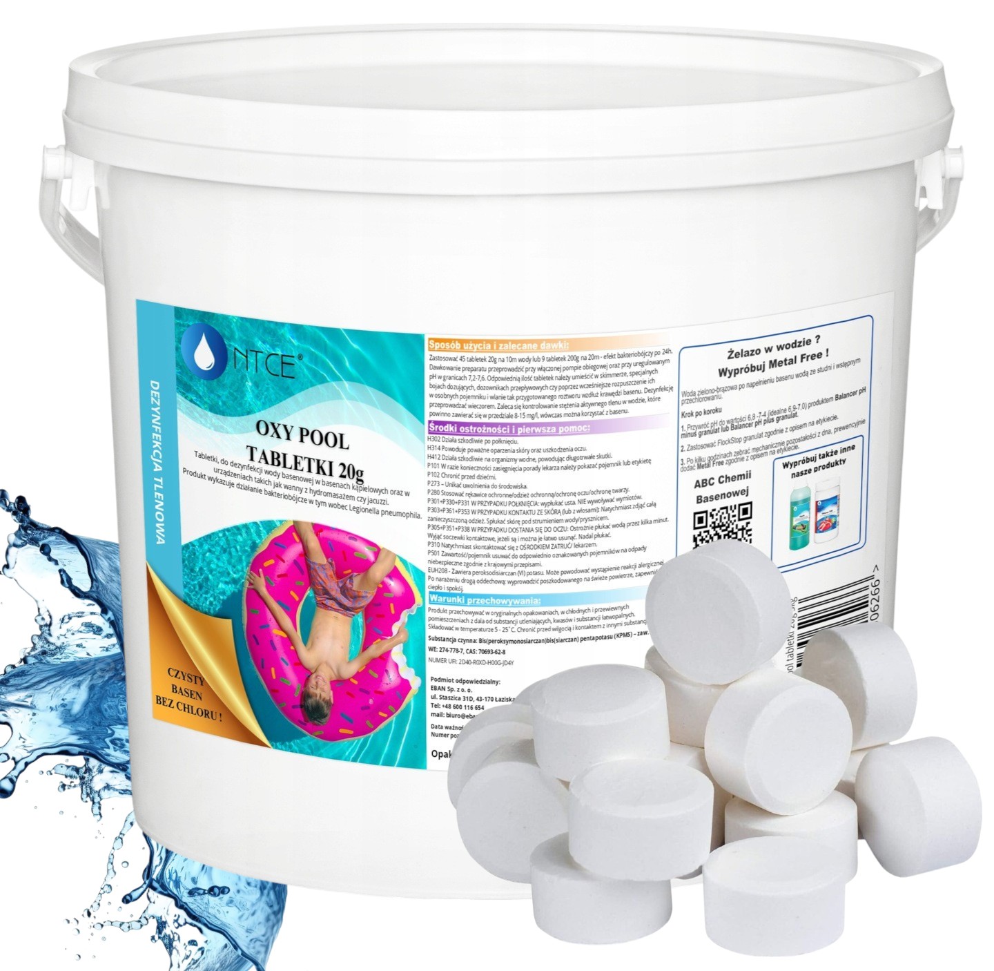 3kg Aktywny Tlen Do Basenu Tabletki 20g Spa Jacuzzi Chemia Bez Chloru