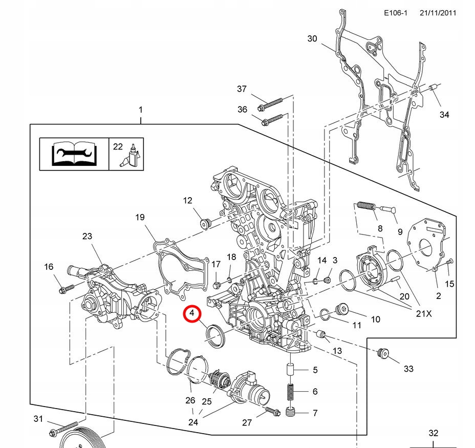 USZCZELNIACZ POMPY OLEJU OE GM OPEL ASTRA G H J Typ silnika Benzyna Diesel