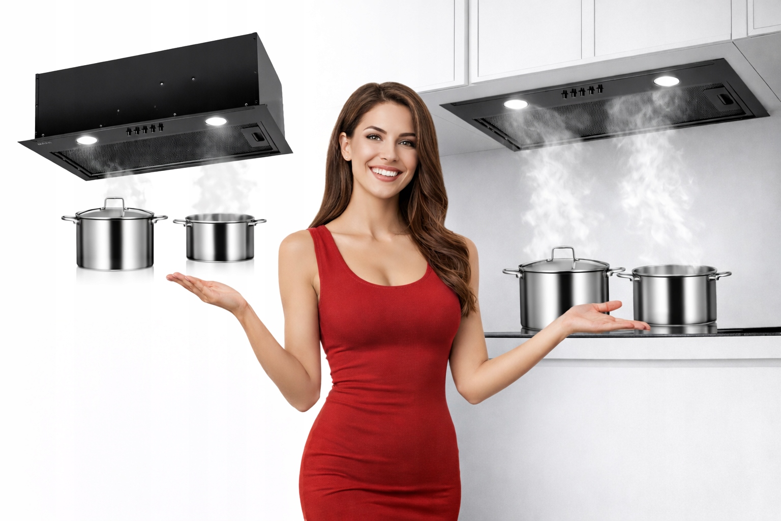 Okap kuchenny do zabudowy Maan Fiugi 50cm 310m3/h Czarny Mocny Cichy Wkład