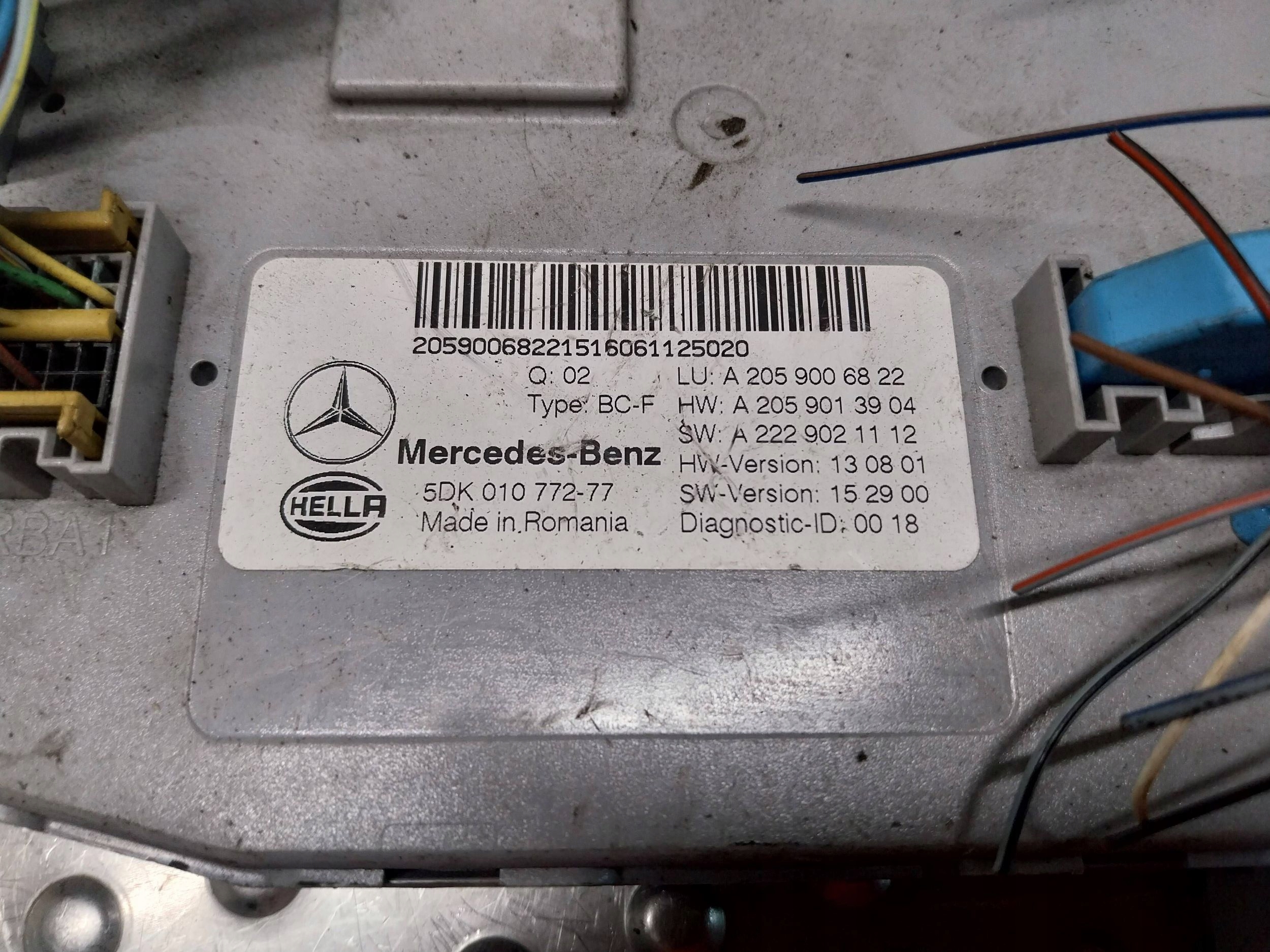 control unit SAM comfort control unit A2059006822 MERCEDES GLC W253