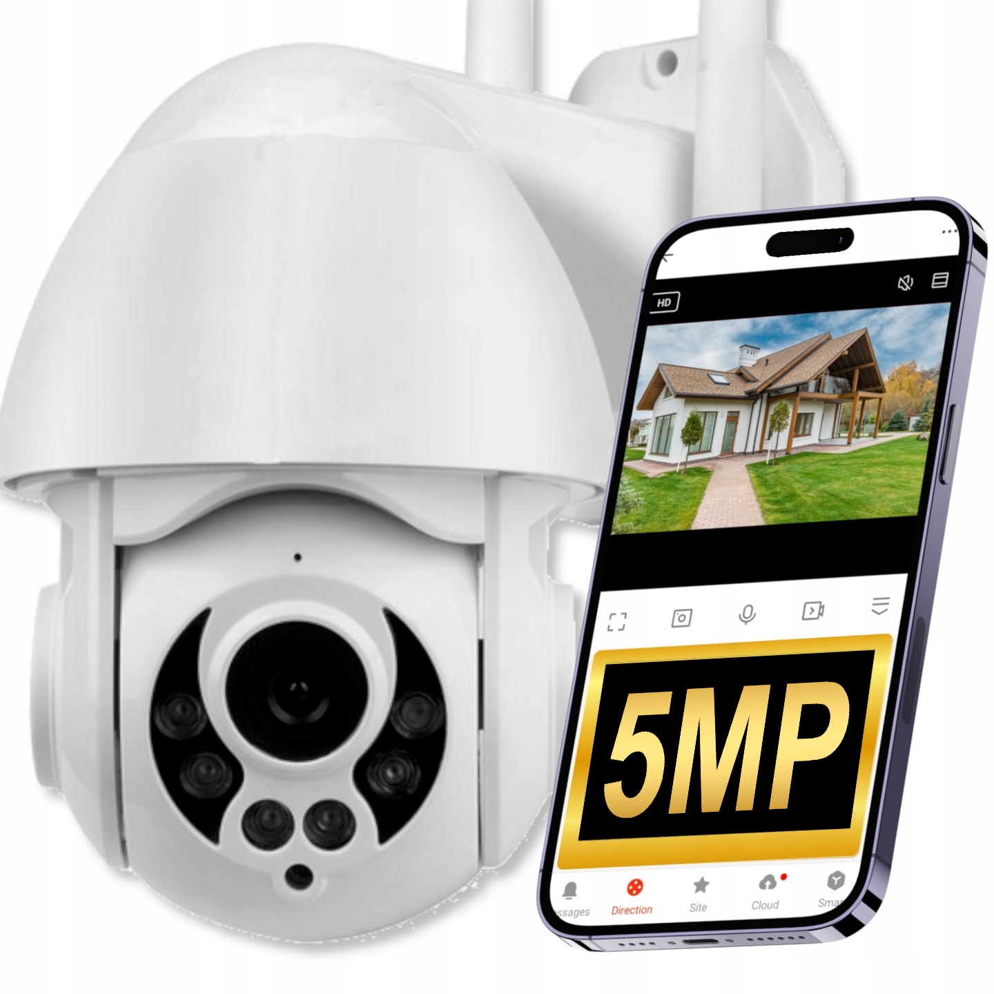 Vonkajšia Wifi kamera Smart 5MPx otočná Aplikácia V Poľštine Sledovanie