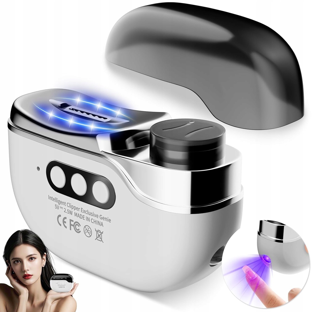 Zastřihovač Na Nehty Mini, Elektrická Manikúra S Led Osvětlením