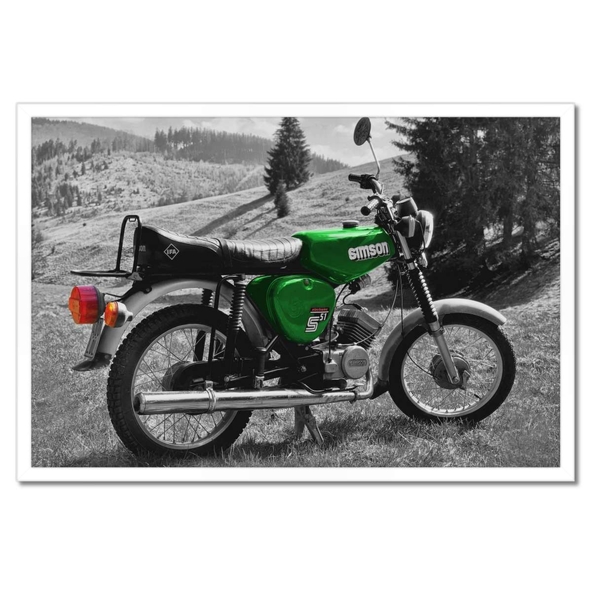 Plakáty v rámu 60x40 Zelená Simson S51 E