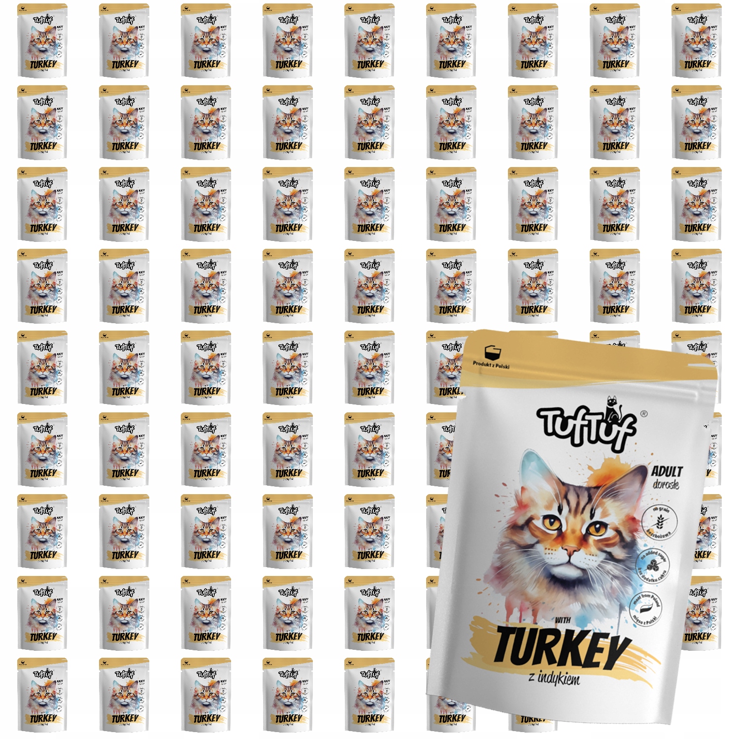 Levně Mokré Krmivo Pro Kočky TufTuf Kapsička mletá s krůtím masem Set 80x100g