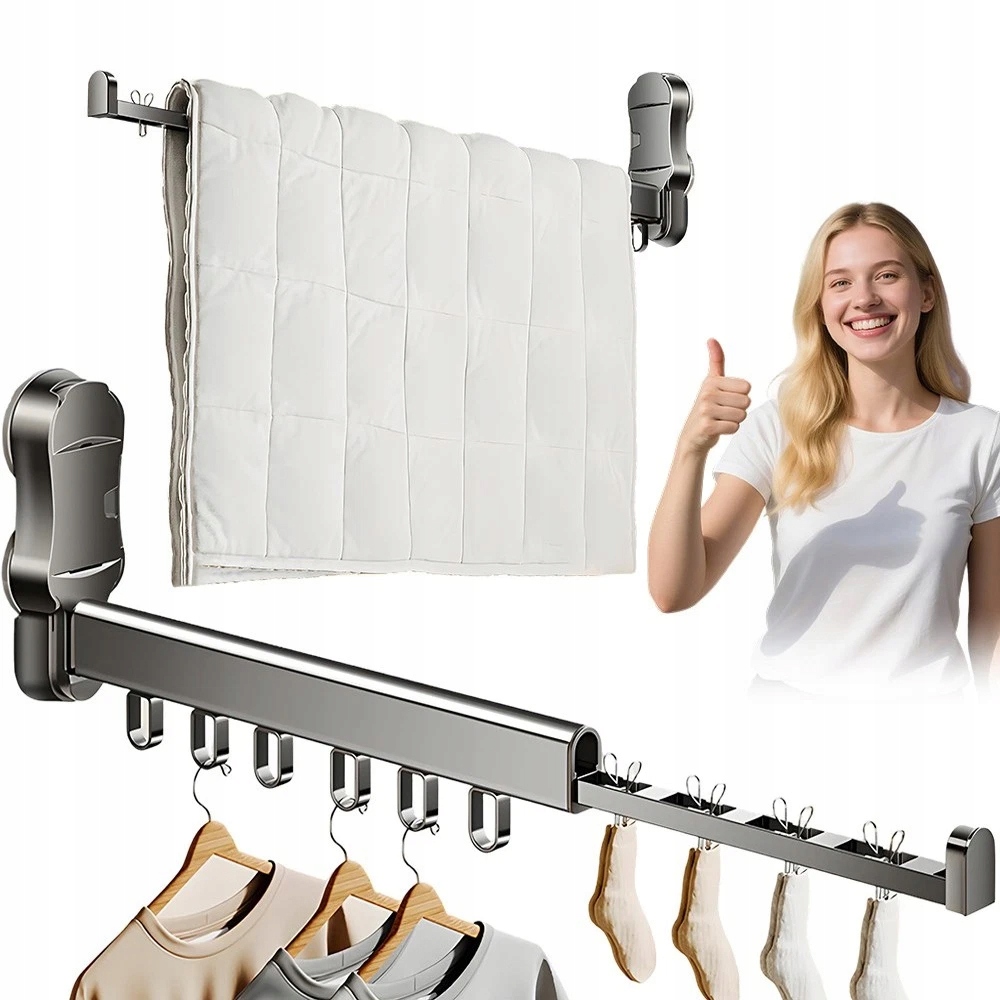 Levně Sušák Na Prádlo Věšák Na Oblečení Skládací Na Zeď Roztahovatelná 25 cm
