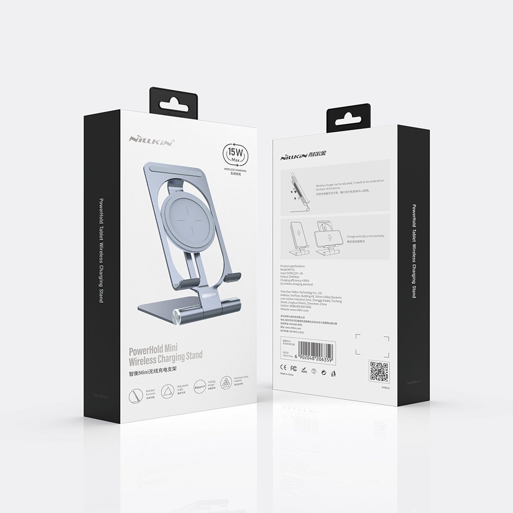 ŁADOWARKA BEZPRZEWODOWA NILLKIN MINI WIRELESS CHARGING STAND 15W SZARY Złącza USB typ C