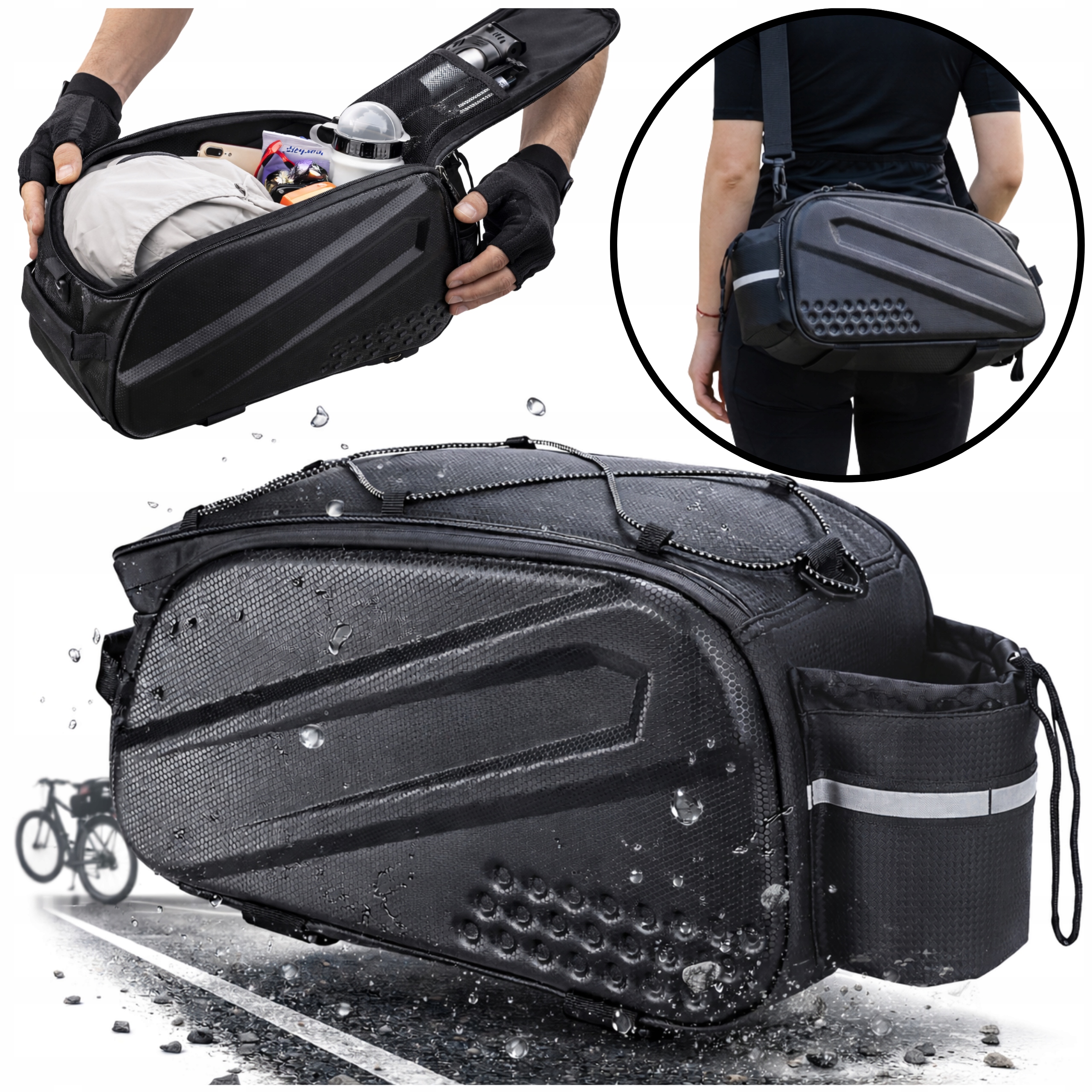 Cyklistická taška na nosič Brašna na kolo Kufr Organizér Obal a popruh