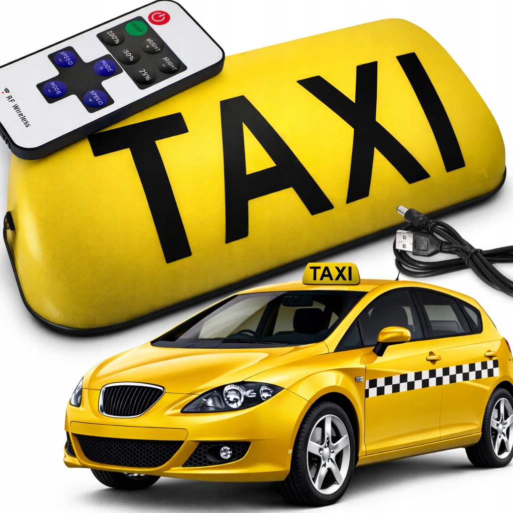 Kohout Taxi Žlutá Lampa Gapa Led Na Akumulátor Bezdrátové Dálkové Ovládání Magnet