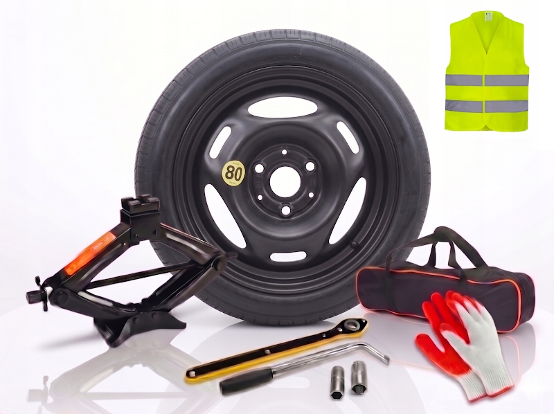 Náhradné Dojazdové Koleso 15 Smart Fortwo II 2007-2015 Sada S Vestou