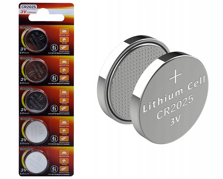 

Bateria Cr 2025 Guzikowa Pastylkowa 5SZT Zestaw