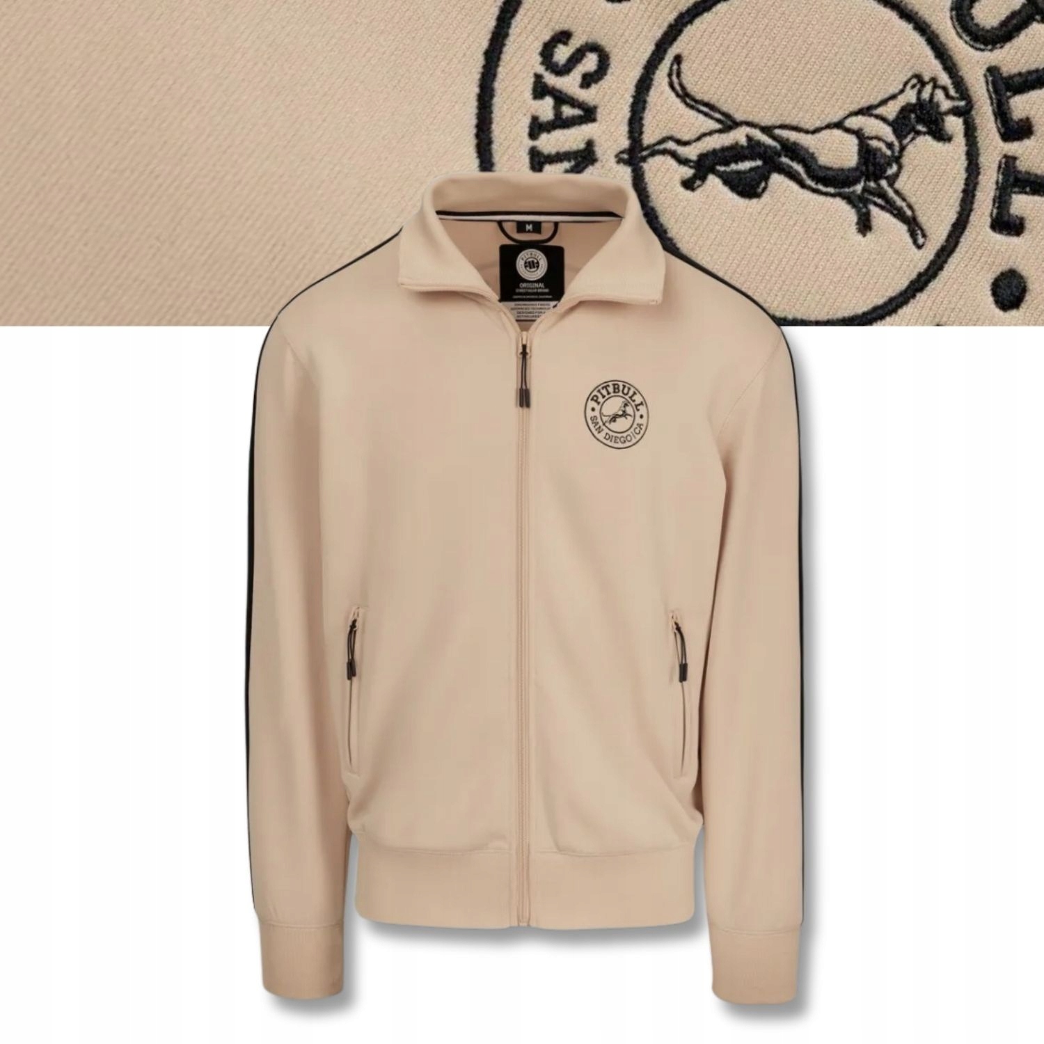 Pánská Rozepínací Mikina Oldschool San Diego Ca se stojáčkem, pohodlná, lampasová, velikost XL