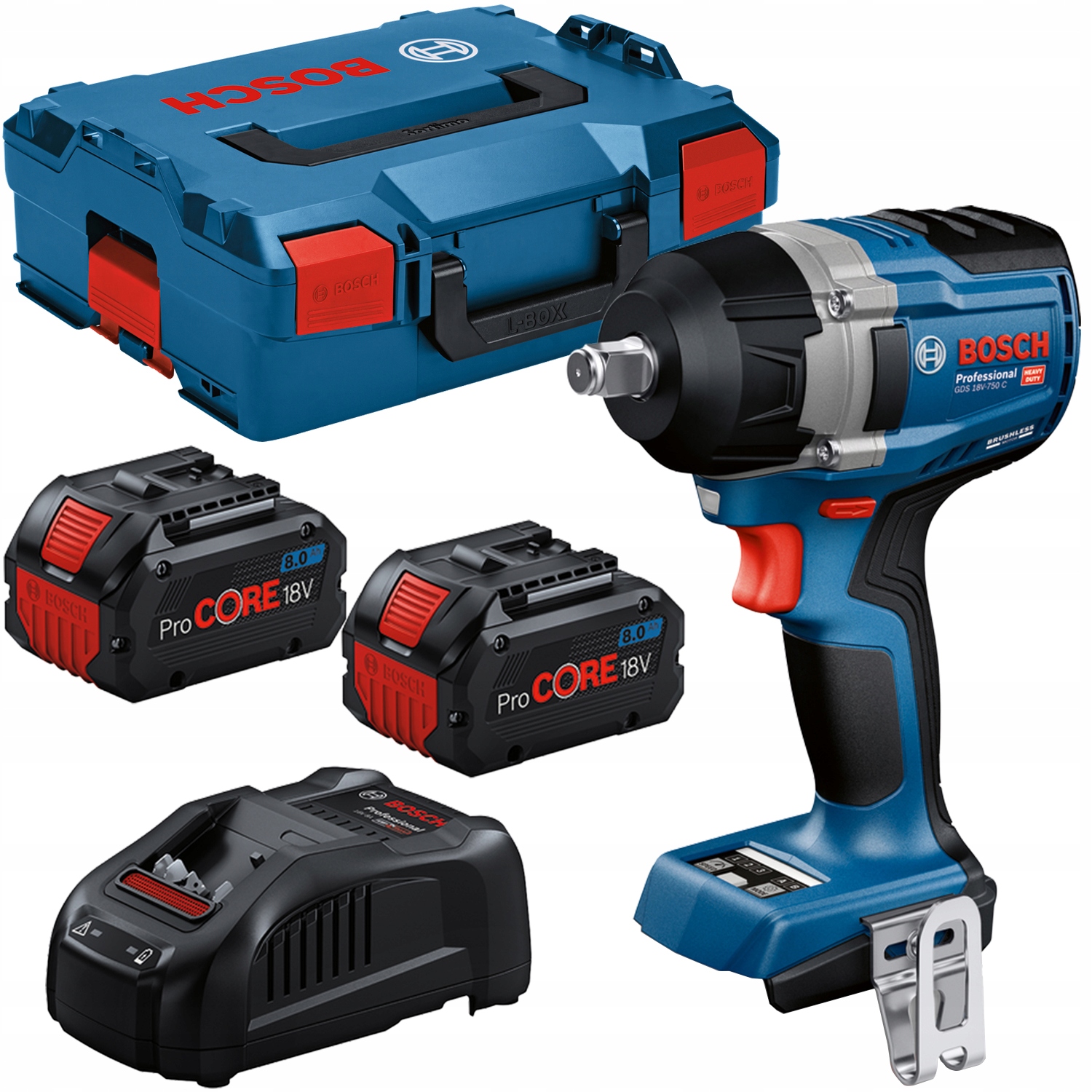 Rázový uťahovák akumulátorový 18V ProCore 2x 8Ah L-boxx Bosch Gds 18V-750 C