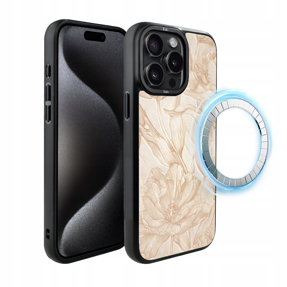 Pouzdro pro iPhone 15 Pro Max Ibizu DropGuard Matt MagSafe, botanický biskvit