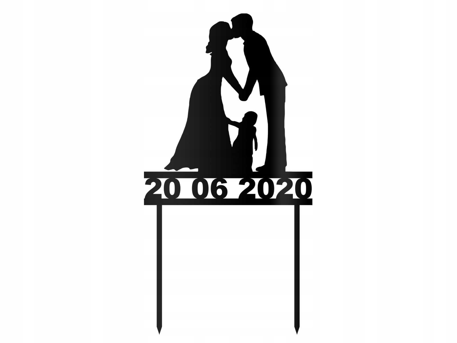 

Topper na tort czarny Figurka 1szt ślub Wesele