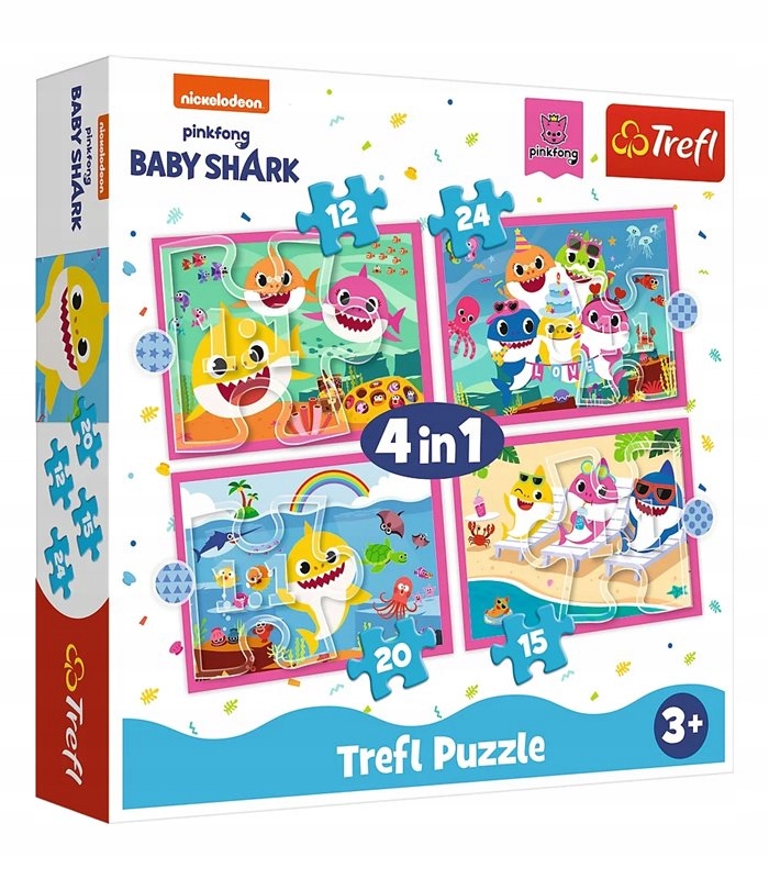 

Baby Shark Puzzle Zestaw Puzzli Układanek 4W1