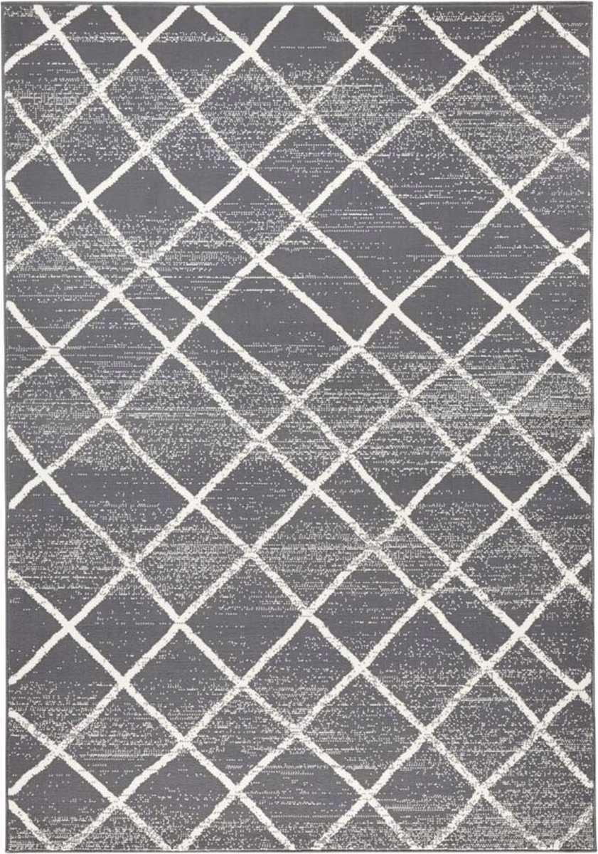 Koberec moderní 200x290 cm do obývacího pokoje, šedo krémový s měkkým vlasem