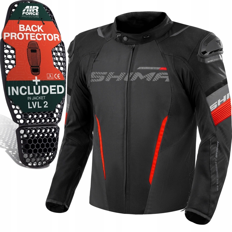 Pánska motocyklová bunda Shima Solid 2.0 Red vodeodolná 3v1 Darčeky