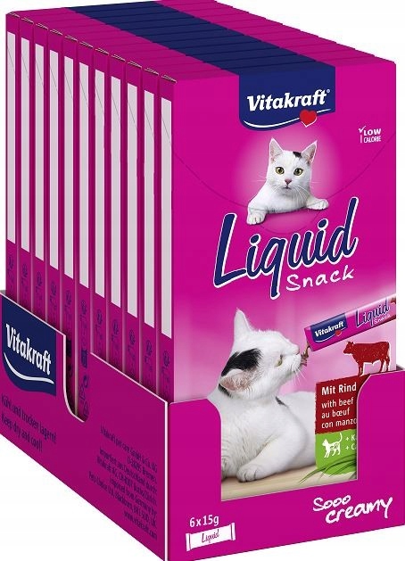 Levně Vitakraft Cat Liquid Snack hovězí maso 66x15g