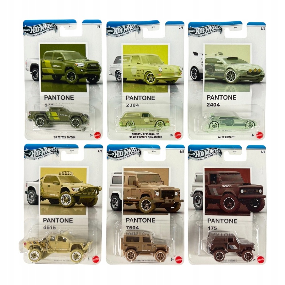 Hot Wheels Silver Series Pantone MIX 2 Zestaw 6szt Nowe Modele Metalowe