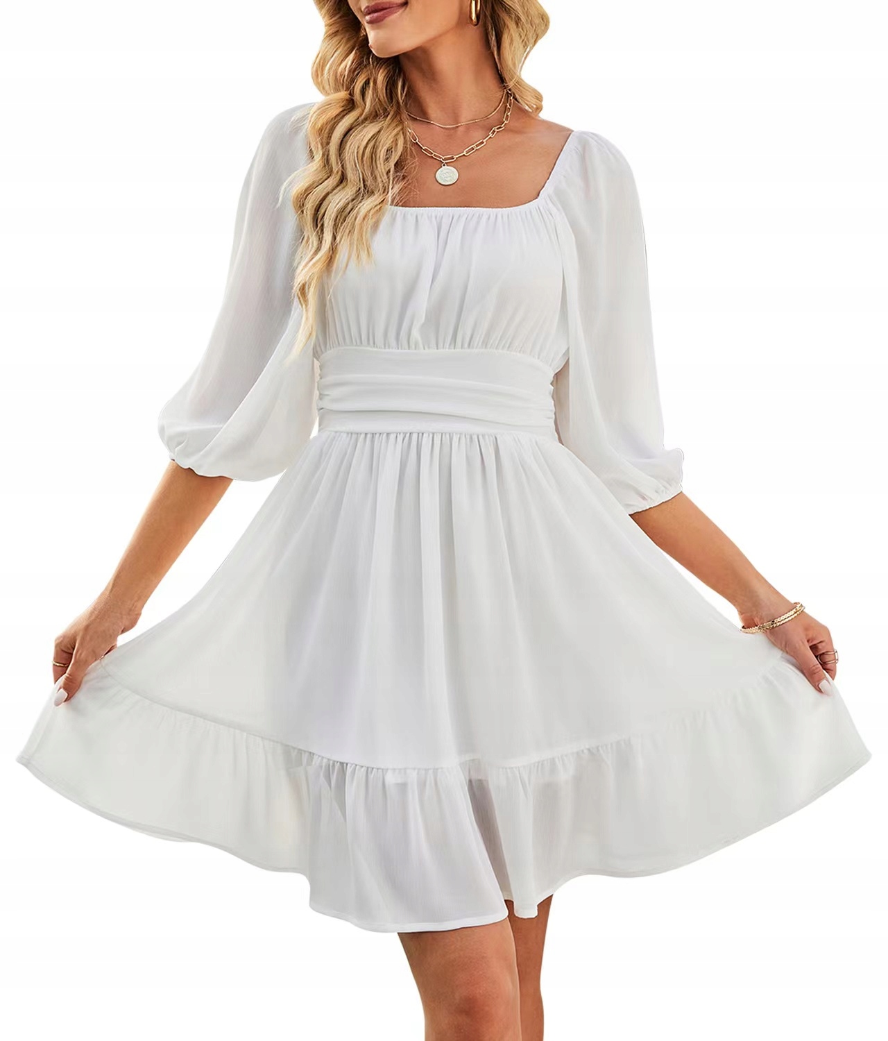 2023 NOWA BŁĘKITNA SUKIENKA MINI STYLOWA WESELE NIEBIESKI Rozmiar XL