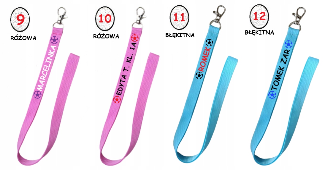 Smycz na klucze z nadrukiem IMIĘ NAZWISKO i KLASA - dużo kolorów Producent inny
