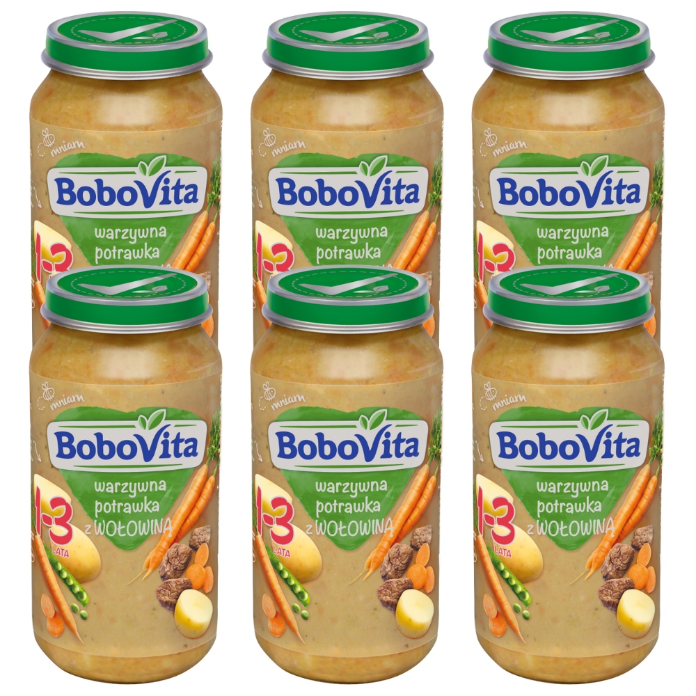 BOBOVITA Warzywna potrawka z wołowiną, 6x250g