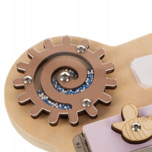 TABLICA MANIPULACYJNA SENSORYCZNA 14W1 EDUKACYJNA DREWNIANA MIŚ DLA DZIECI Wysokość produktu 39 cm