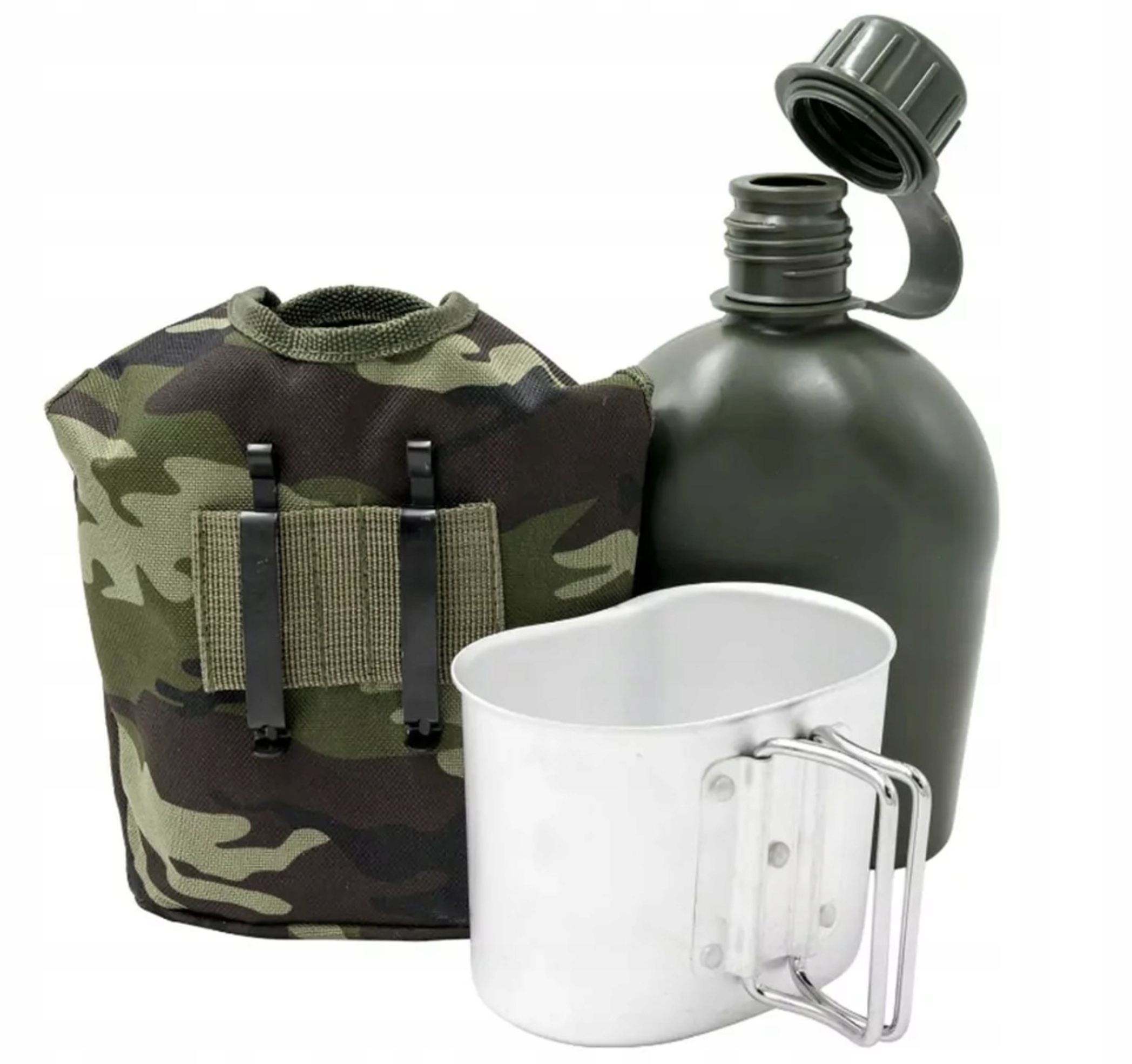 Sada Vojenská Menážka Lahev Na Pití 1 L S Pouzdro Nůž Pouzdro Maskáčový Army