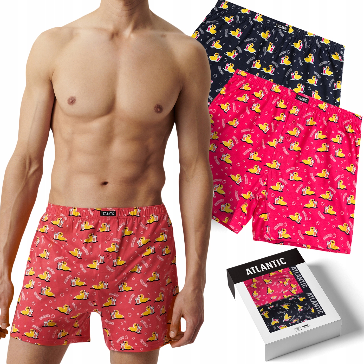 Pánské boxerky 2 Páry 100% Bavlna volné trenýrky Atlantic 2MBH-007 L