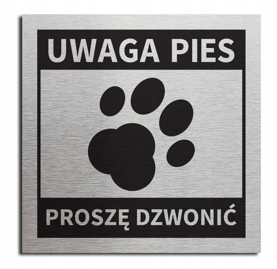 

Tabliczka Uwaga Pies Proszę Dzwo. 10x10 cm