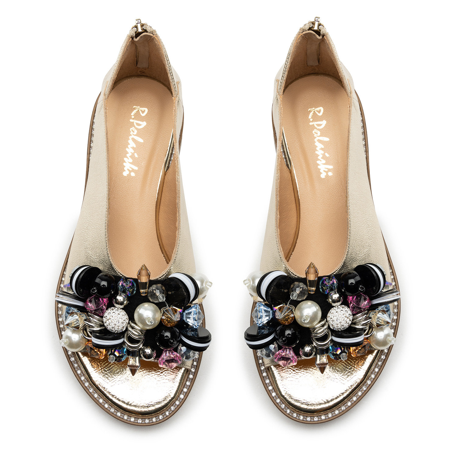 Sandały R.Polański 1661 - Złoty Lico Rozmiar 38