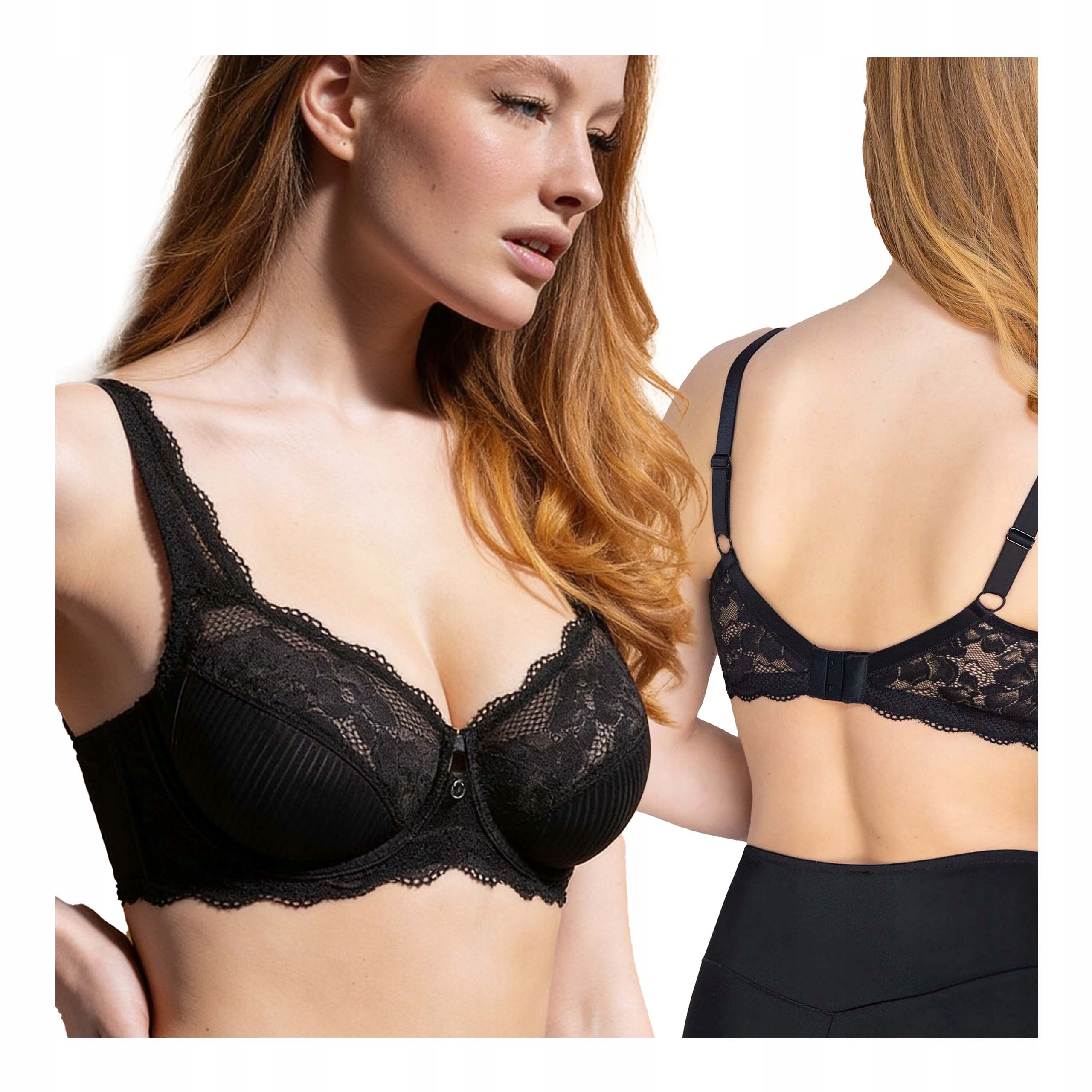 Dámská měkká krajková podprsenka s kosticemi 80C, černá, velké velikosti