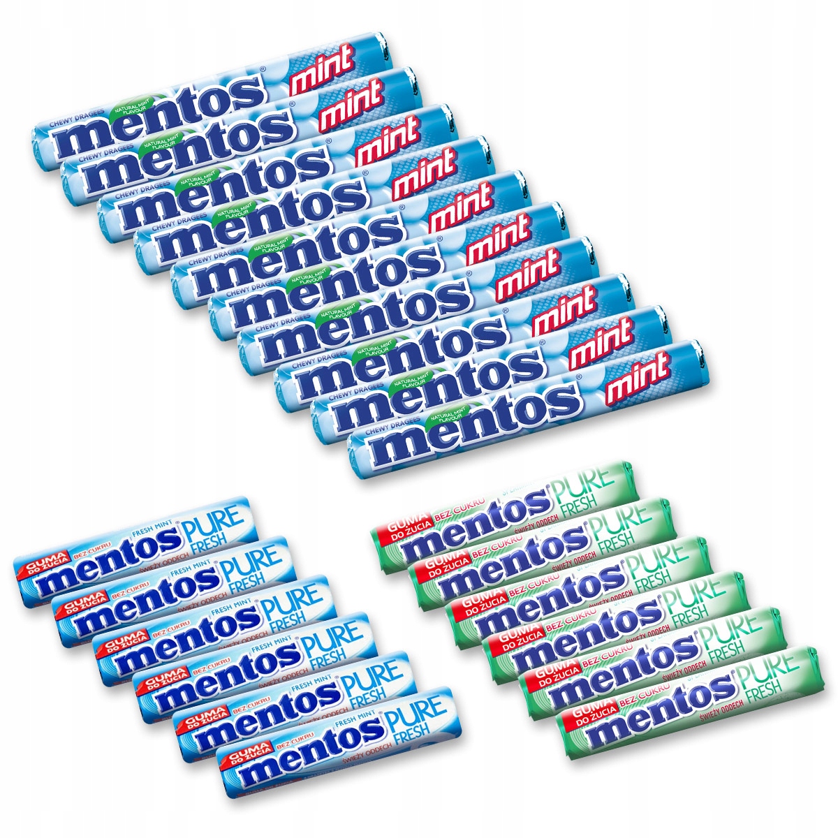 Zestaw Mentos gumy do żucia Pure Fresh cukierki draże miętowe mięta 566g