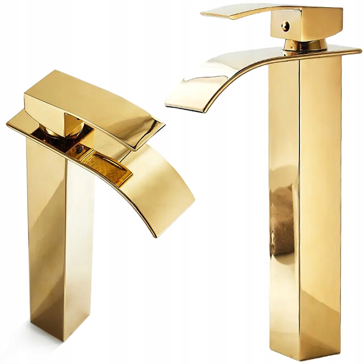 Zlatá stojánková umyvadlová baterie na desku Cubic Wodospad