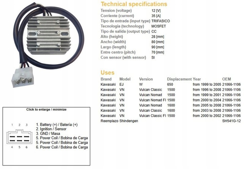 Regulátor Napätia Kawasaki Vn 1600 00-08