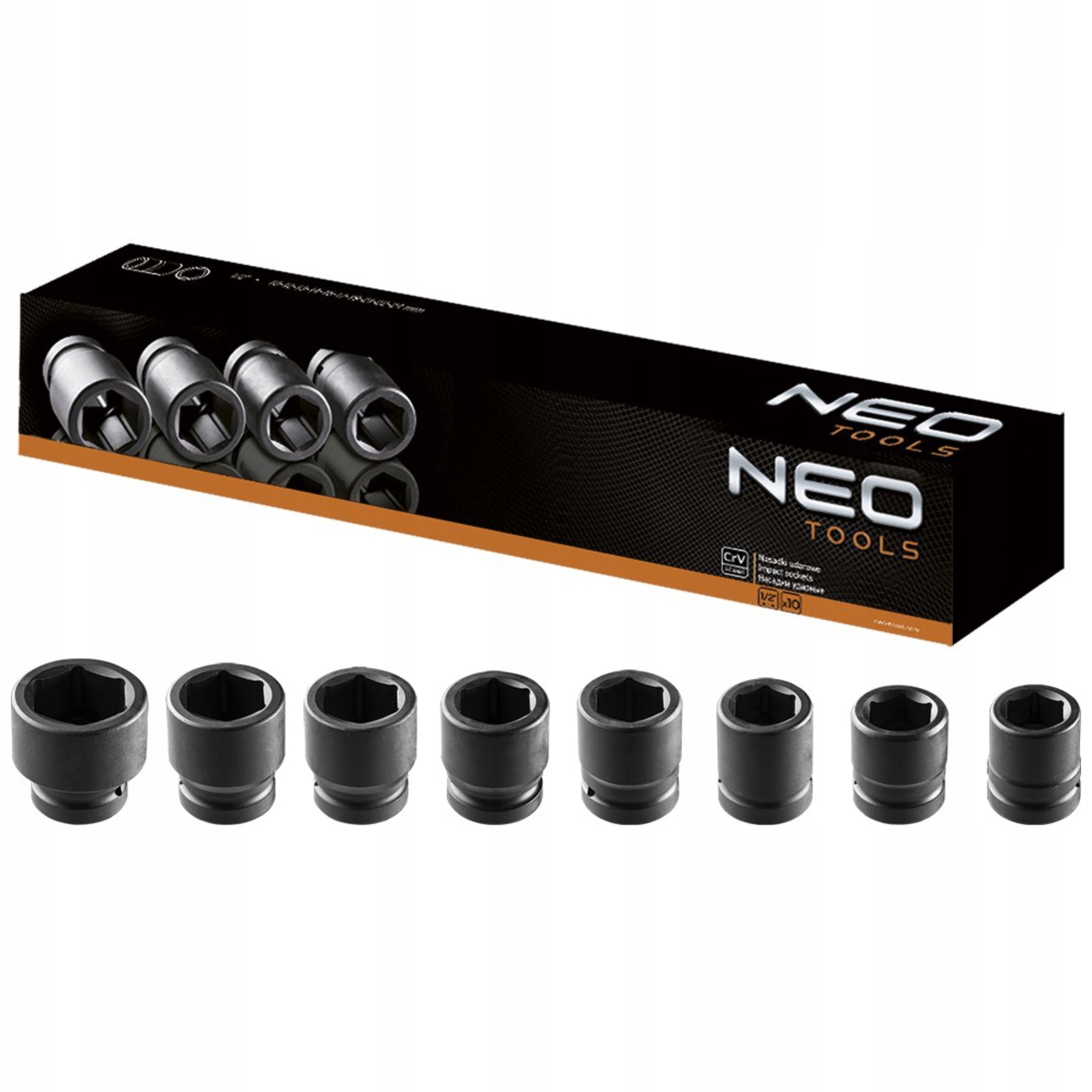 NEO ZESTAW NASADEK NASADKI UDAROWE 3/4 26-38 MM 8 SZT ZE STALI CRV 12-115 Typ 6-kątna