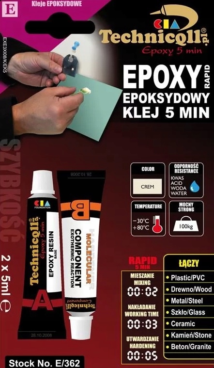 

Dwuskładnikowy Klej Epoksydowy 5 Min E-362 Technic