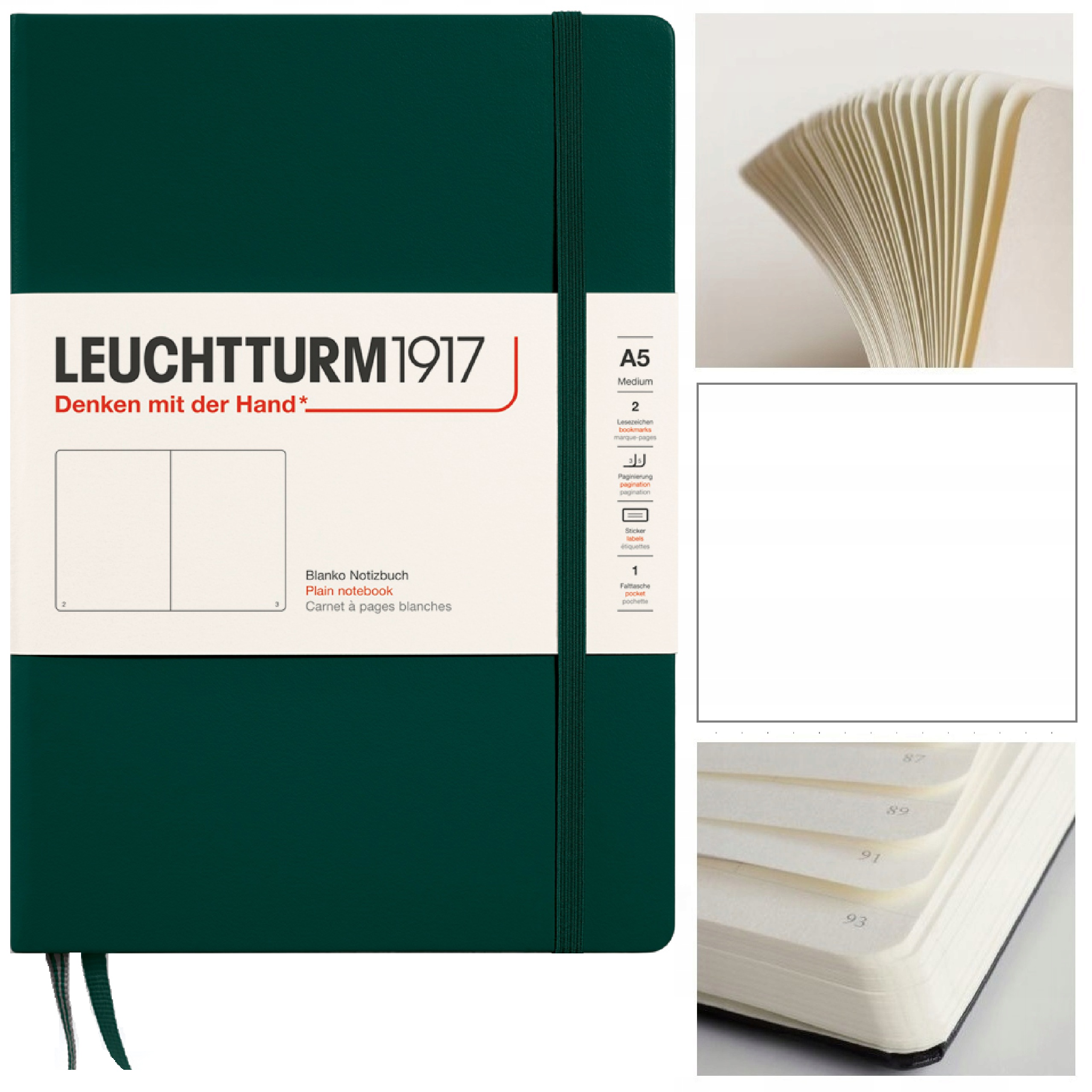 LEUCHTTURM1917 Notatnik Notes A5 Gładki twarda oprawa szkicownik Forest
