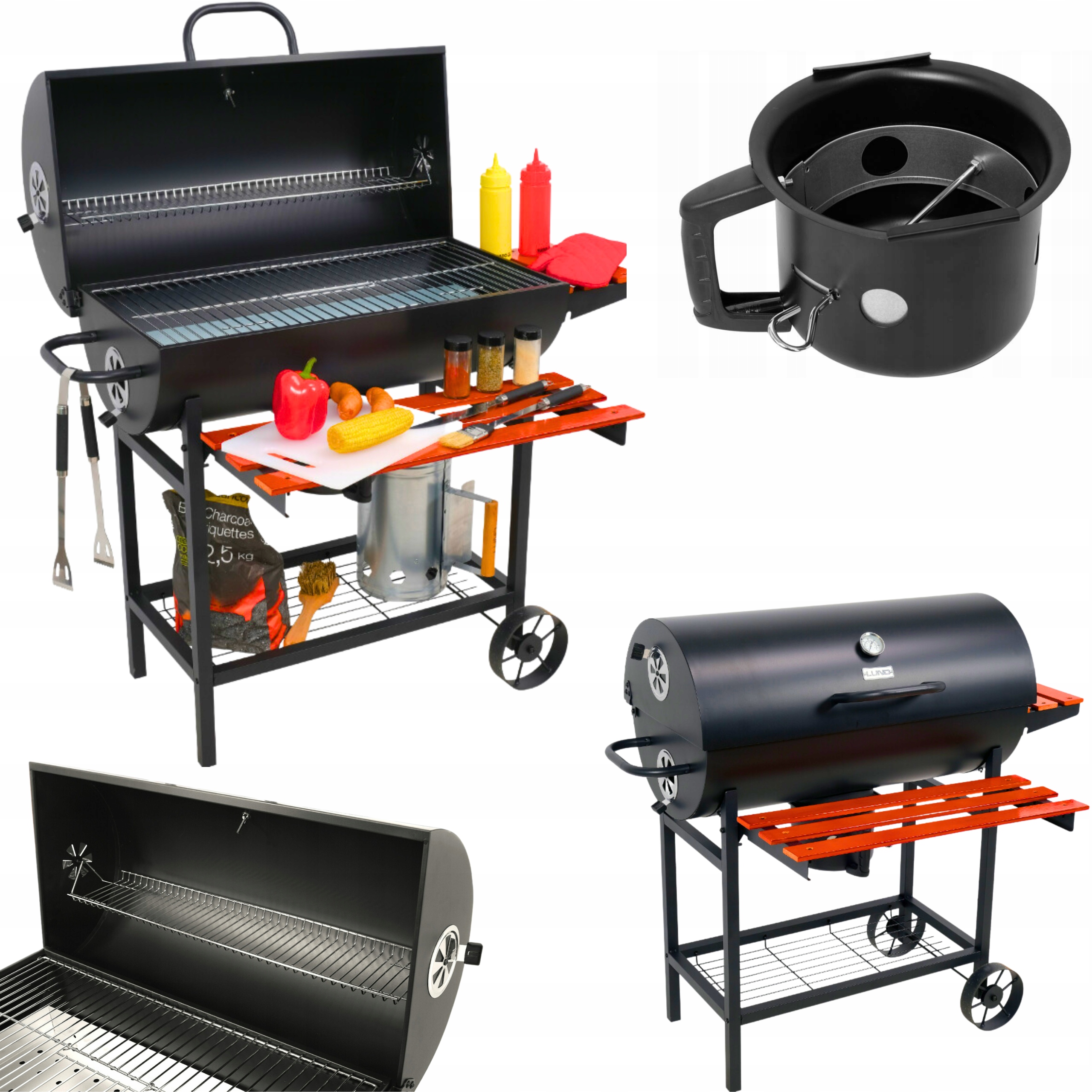 

Grill Węglowy Żeliwny z pokrywą Duży Ruszt XXL